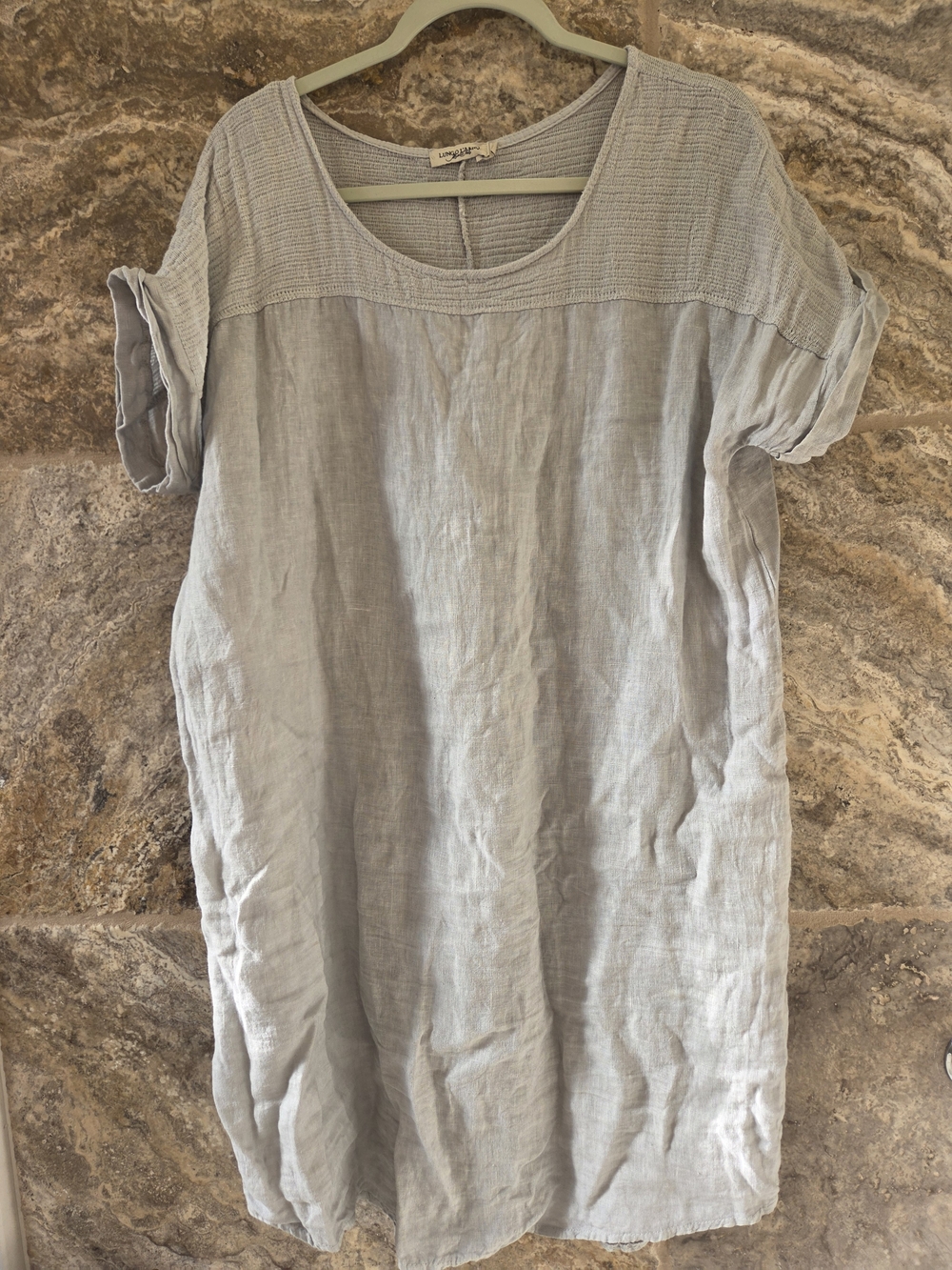 Lungo L'Arno Light Gray 100% Linen Garment - Made in Italy Large
